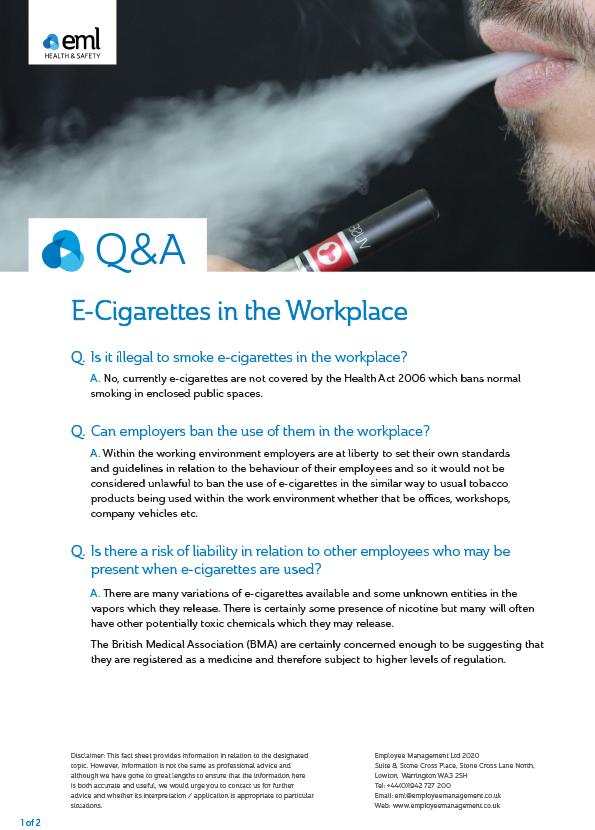 E Cigarettes in the Workplace EML