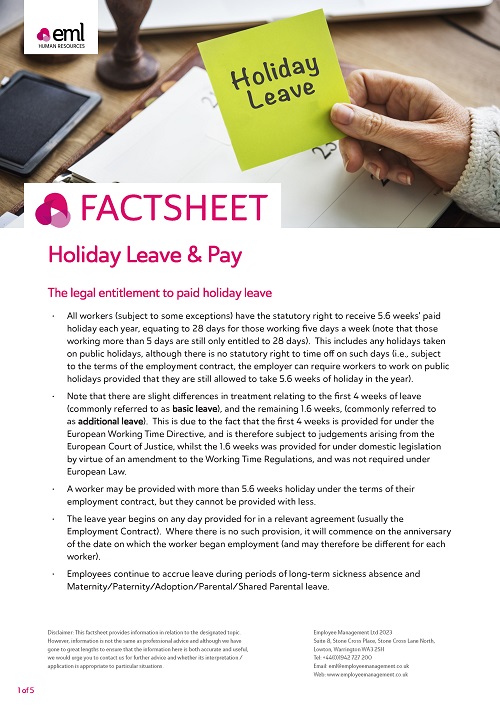 Holiday Leave & Pay 2023 EML