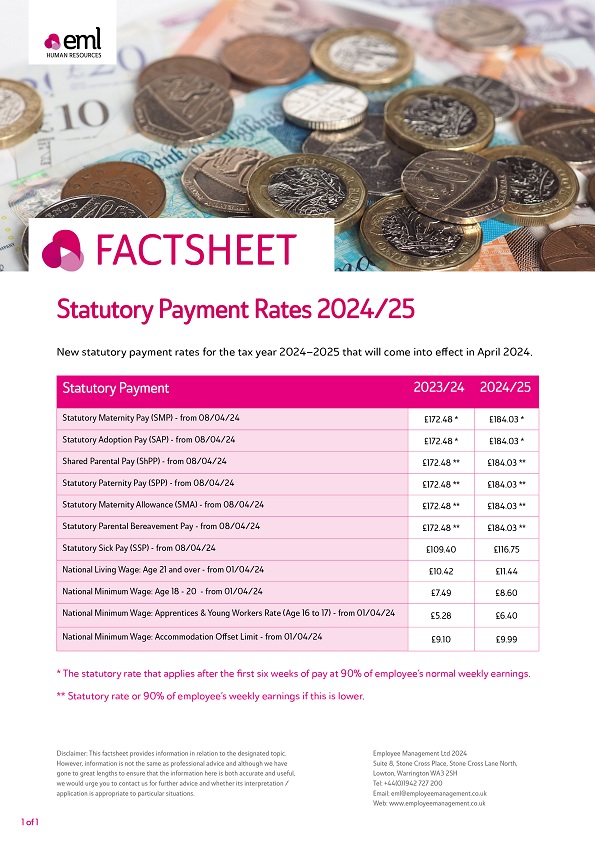 Statutory Payment Rates 2024/25 EML